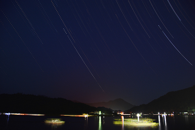 三方五湖 久々子湖夜景のTime lapse風動画