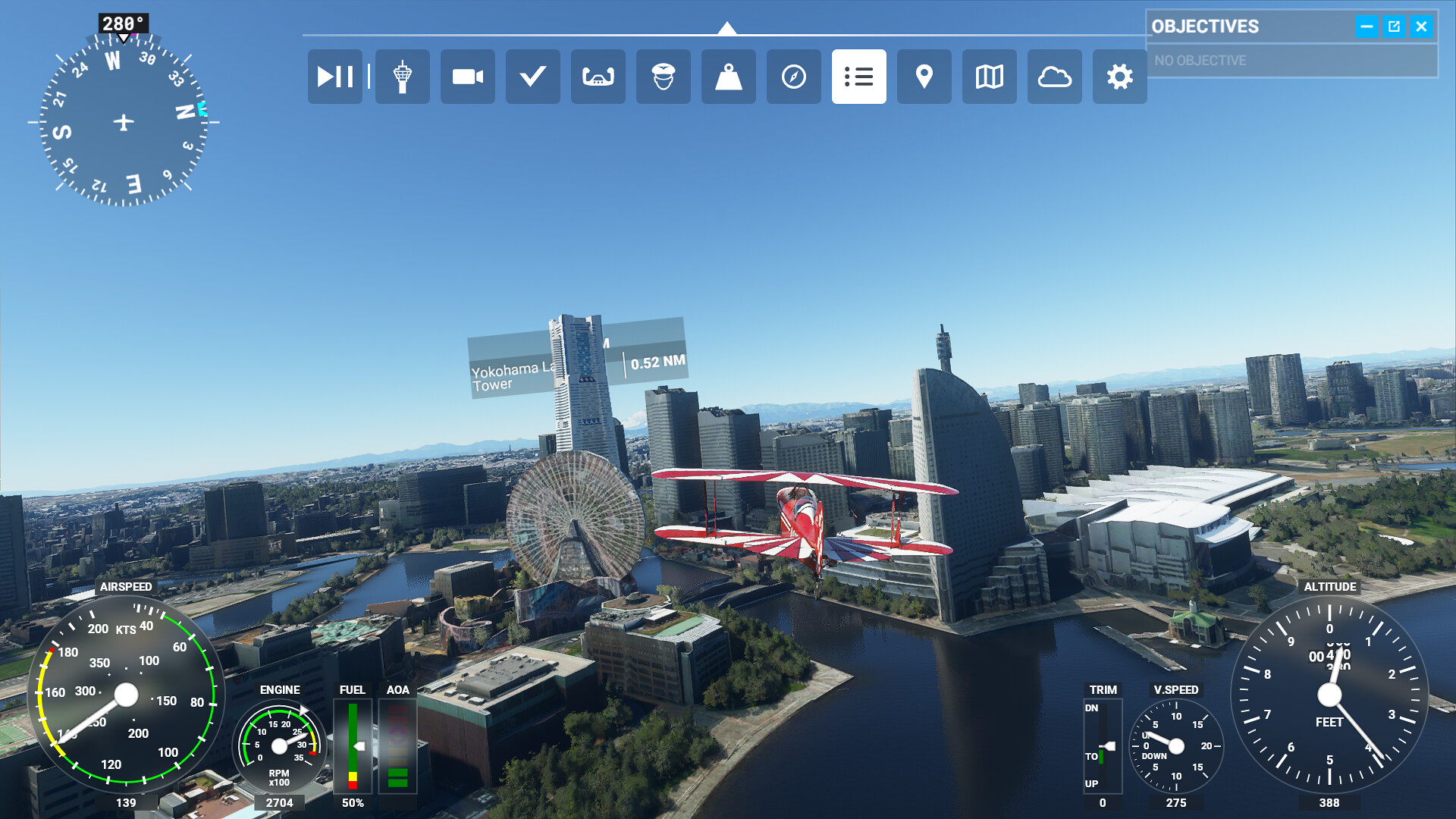 Microsoft Flight Simulator 2020 で 都市上空を低空で遊覧飛行