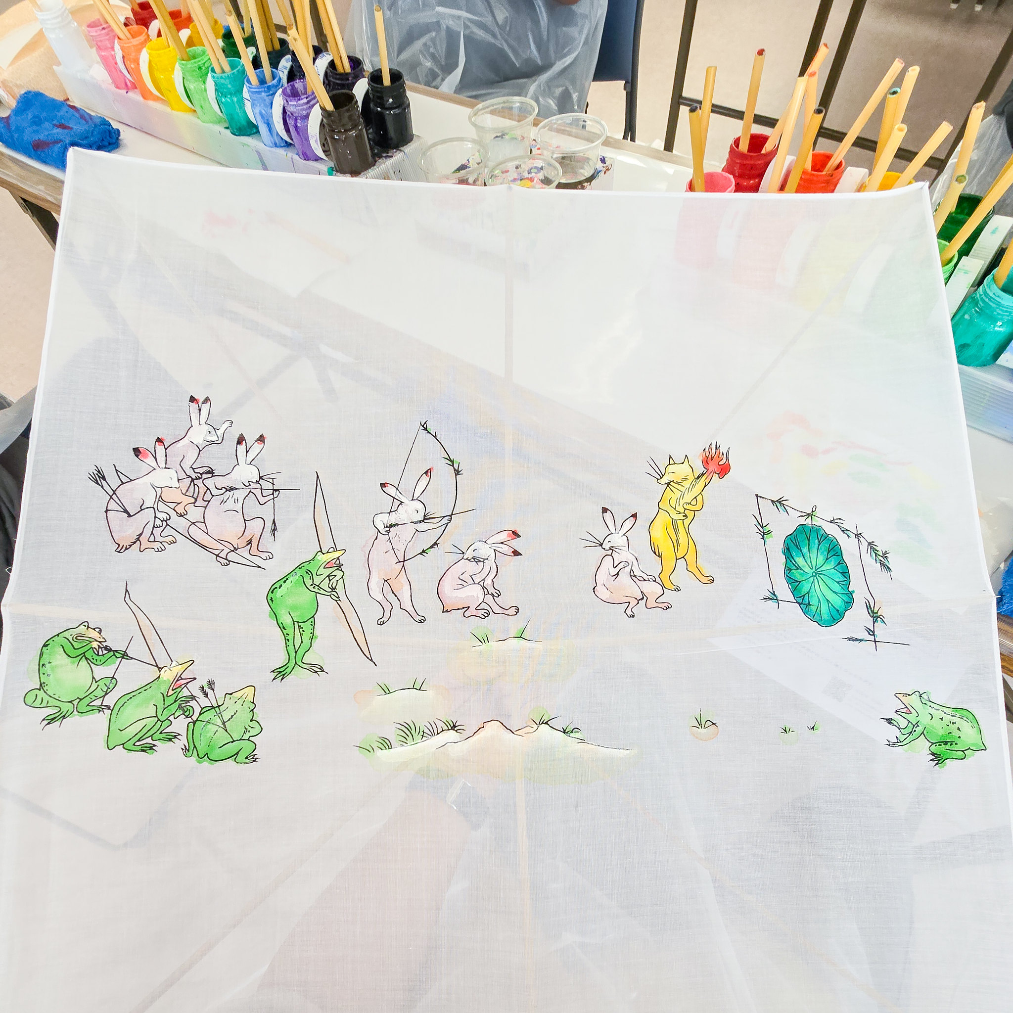 すみだの伝統工芸を体験４ ハンカチ染物 手描き友禅体験 #石山染工 #すみファン